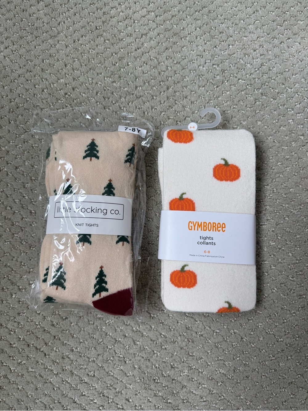 Girls Holiday Tights Set- Pumpkin and Christmas Tree